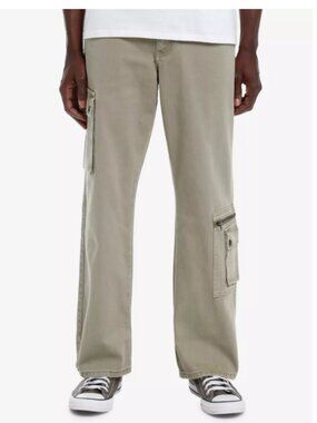 Thorn & Fable Tan Straight Leg Cargo Denim Pants 28 x 32
